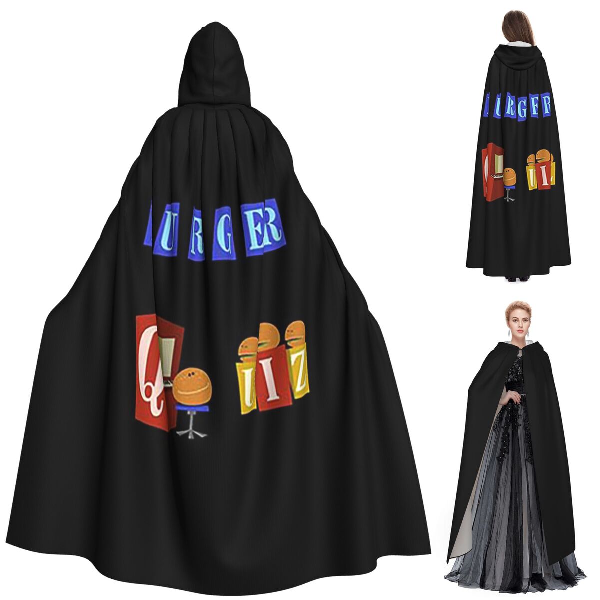Anime Cosplay Quiz - Burger Quiz New Logo Long Hooded