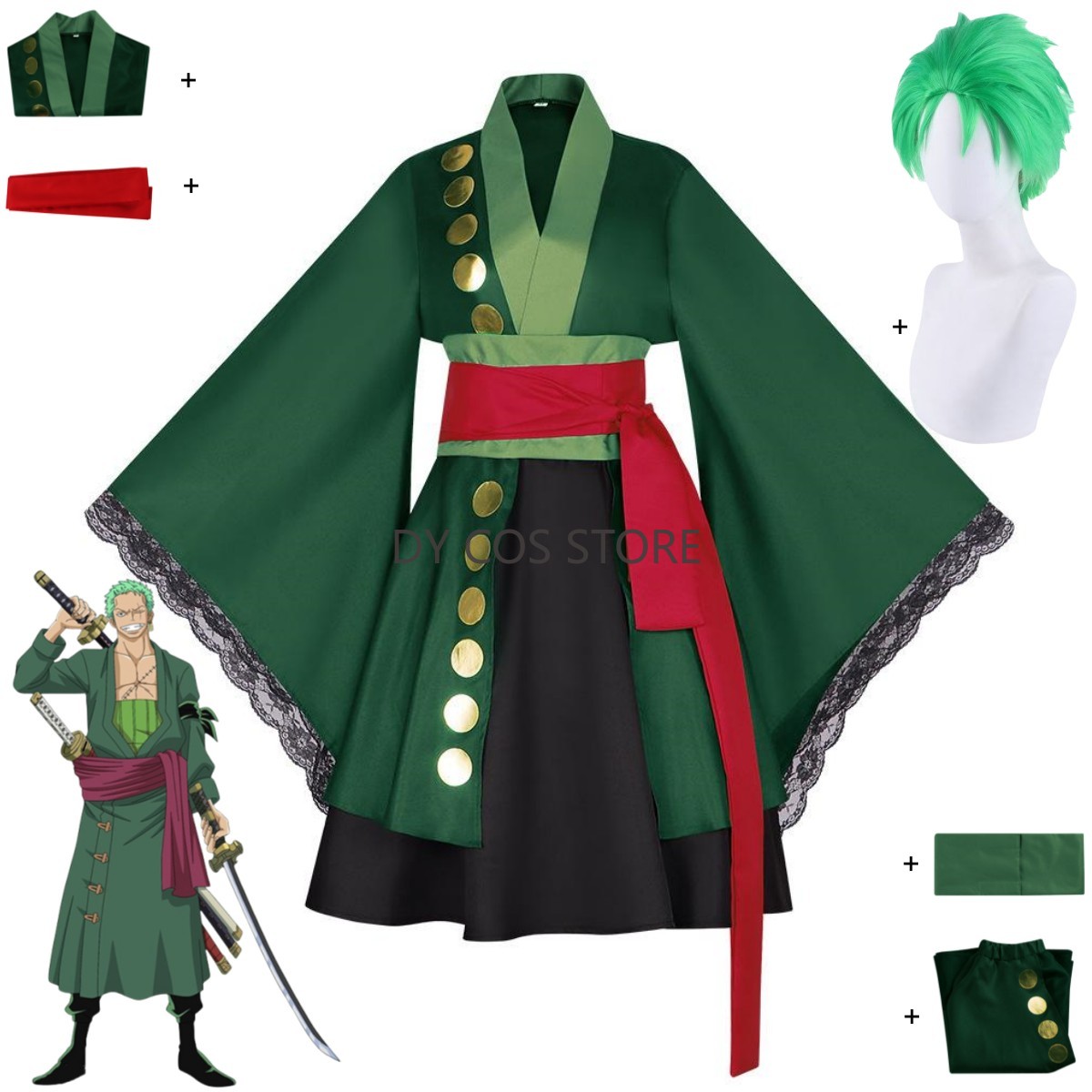 Anime Zoro Cosplay Female - Anime Roronoa Zoro Cosplay Costume Wano