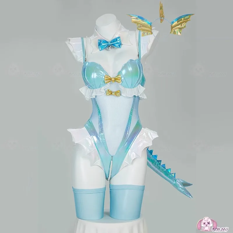 2025Blue White Furry Heart Hol - Anime Cosplay Bodysuit recension och pris