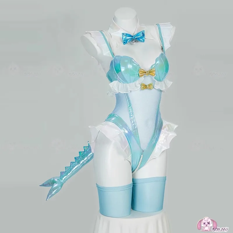 2025Blue White Furry Heart Hol - Anime Cosplay Bodysuit recension och pris