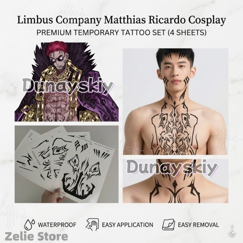 Limbus Company Tattoo Stickers - Anime Cosplay Face recension och pris