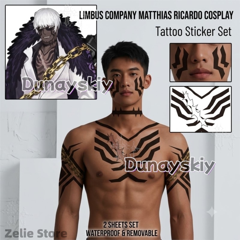 Limbus Company Tattoo Stickers - Anime Cosplay Face recension och pris